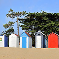 Colourful beach cabins at Saint-Denis-d'Oléron on the island Ile d'Oléron, Charente-Maritime, France