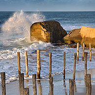 World War II concrete blockhouse on beach at Wissant, Nord-Pas de Calais, France