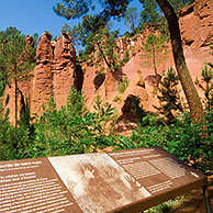 Info panel in the old ochre mine at Roussillon, Provence, France