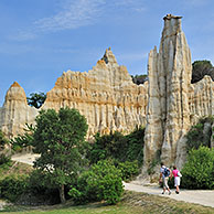 Strange rock formations created by water erosion at the Orgues d'Ille-sur-Têt in the Pyrénées-Orientales, Pyrenees, France