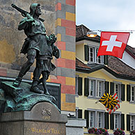 Statue of William Tell and his son at Altdorf, Switzerland 