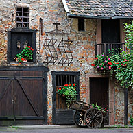 Facade of rustic farmhouse at Colmar, Alsace, France 