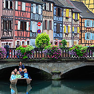 Colorful facades of timber framed houses at Petite Venise / Little Venice, Colmar, Alsace, France